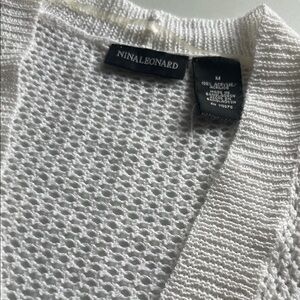 Nina Leonard Textured White Cardigan